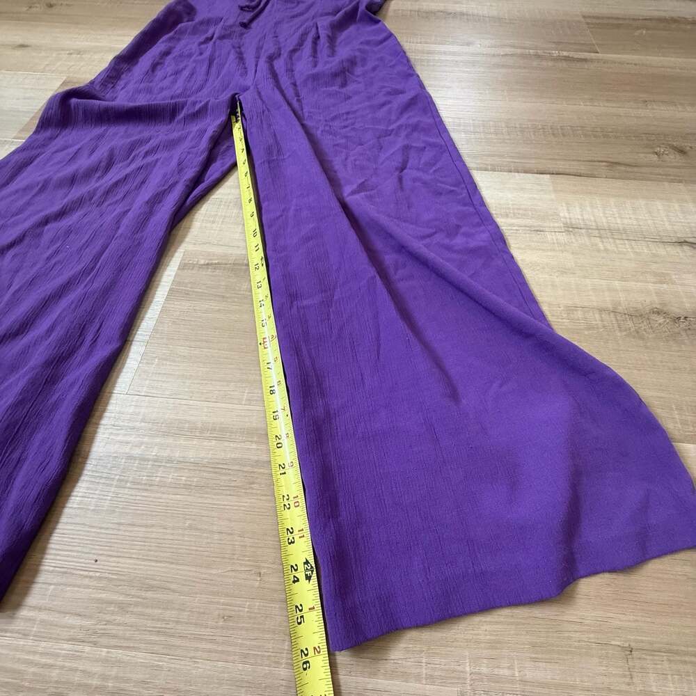 Vintage M Collection Purple Short Sleeve Wide Leg Jumpsuit Size M - Picture 3 of 9